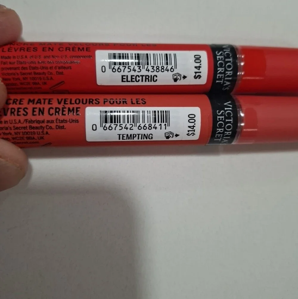 Lot Of 2 Victoria's Secret Velvet Matte Cream Lip Stain Duo - Bright Red & Coral
